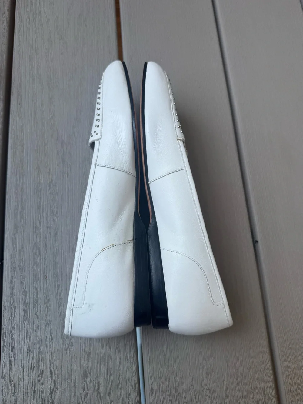 Enzo Angiolini Marusso White Leather Studded Loafers Women’s 10.5M